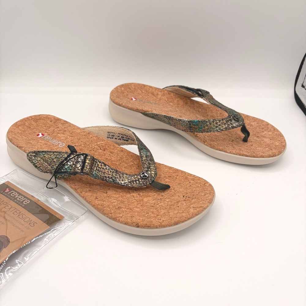 Revere Napoli NEW Orthopedic Supportive Sandals Women 6‎ Peacock Python Snake 37